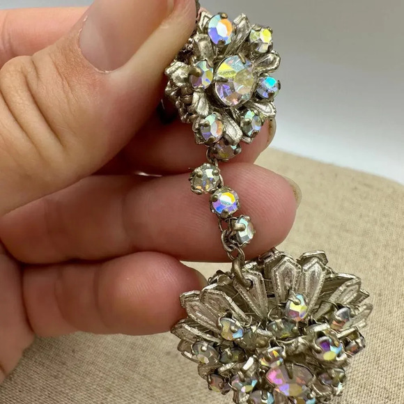 Vintage‎ Miriam Haskell Opal 1960s Starburst Chandelier Earrings - Picture 4 of 10